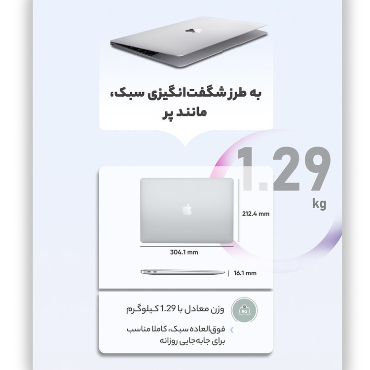 لپ تاپ 13 اینچی اپل مدل MacBook Air MGN93 2020