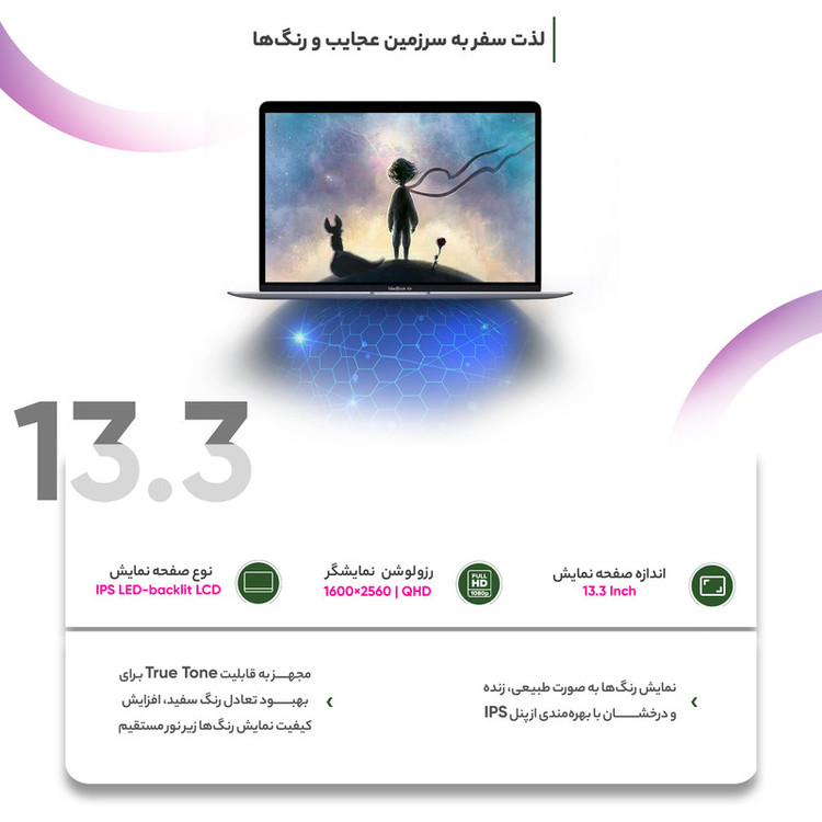 لپ تاپ 13.3 اینچی اپل مدل MacBook Air MGN63 2020 ZPA-M1-8GB RAM-256GB SSD