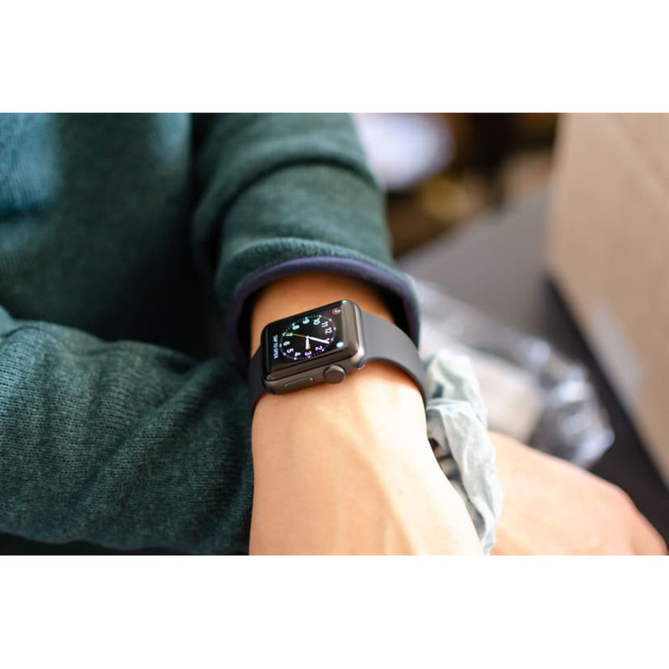 ساعت هوشمند اپل واچ سری 3 جی پی اس مدل 38mm Aluminum Case with Black Sport Silicon Band