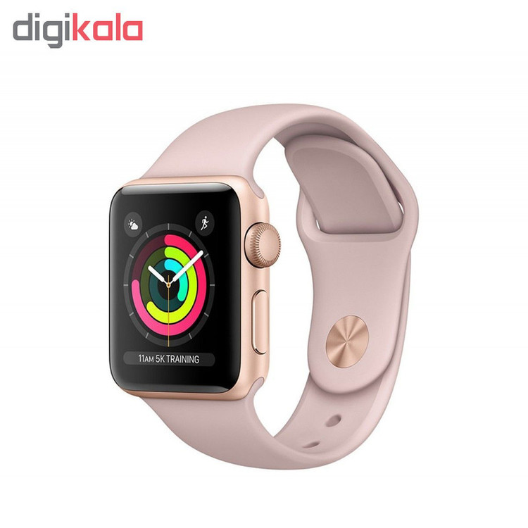 ساعت هوشمند اپل واچ سری 3 جی پی اس مدل 38mm Aluminum Case with Black Sport Silicon Band