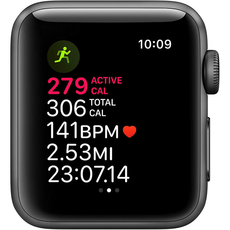 ساعت هوشمند اپل واچ سری 3 جی پی اس مدل 38mm Aluminum Case with Black Sport Silicon Band