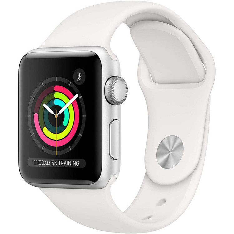 ساعت هوشمند اپل واچ سری 3 جی پی اس مدل 38mm Aluminum Case with Black Sport Silicon Band