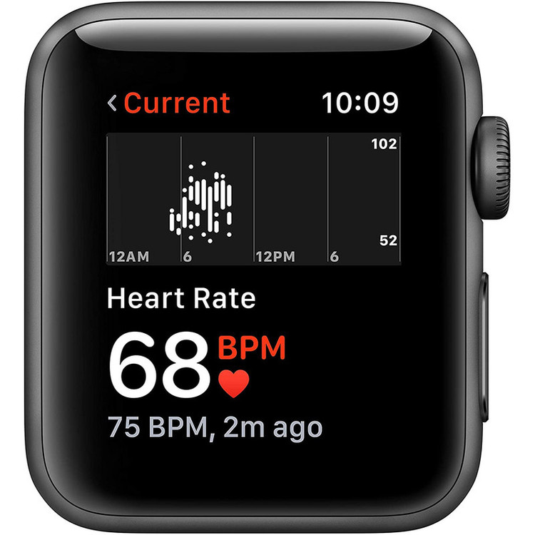 ساعت هوشمند اپل واچ سری 3 جی پی اس مدل 38mm Aluminum Case with Black Sport Silicon Band