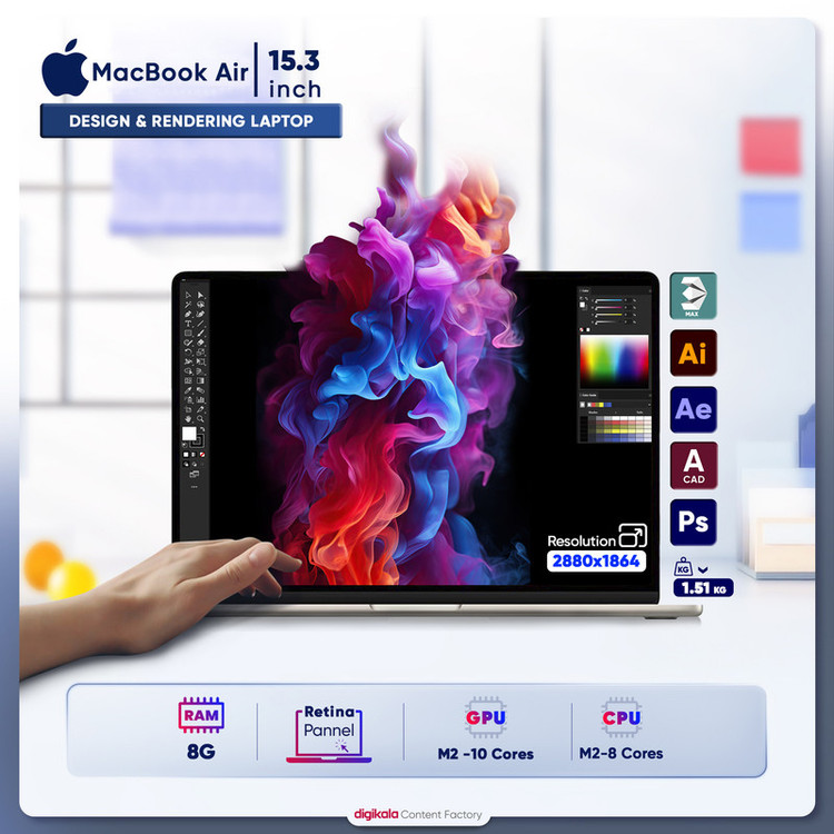 لپ تاپ 15.3 اینچی اپل مدل MacBook Air MQKX3 2023-M2-8GB RAM-512GB SSD
