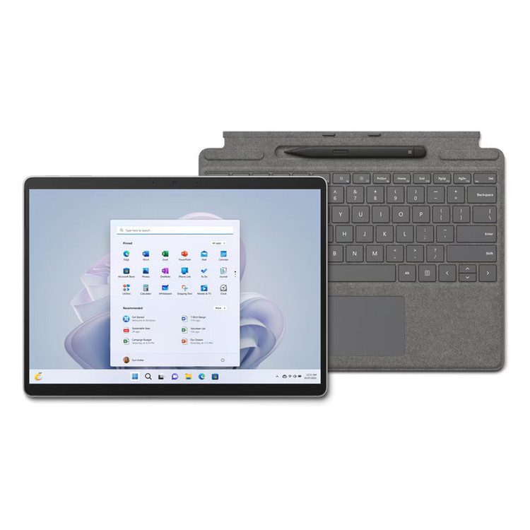 تبلت مایکروسافت مدل Surface Pro 9-i5 1235U ظرفیت 256 گیگابایت و رم 16 گیگابایت به همراه کیبورد Signature Platinum و قلم Slim Pen 2