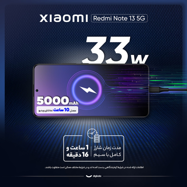 گوشی موبایل شیائومی مدل Redmi Note 13 5G دو سیم کارت ظرفیت 256 گیگابایت و رم 8 گیگابایت