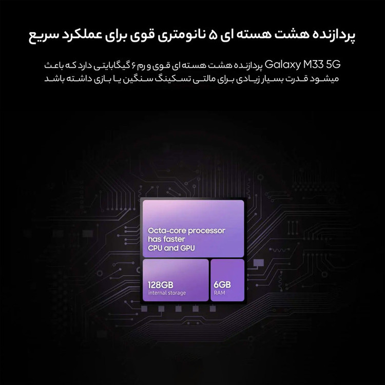 گوشی موبایل سامسونگ مدل Galaxy M33 5G دو سیم کارت ظرفیت 128 گیگابایت و رم 8 گیگابایت - ویتنام اکتیو