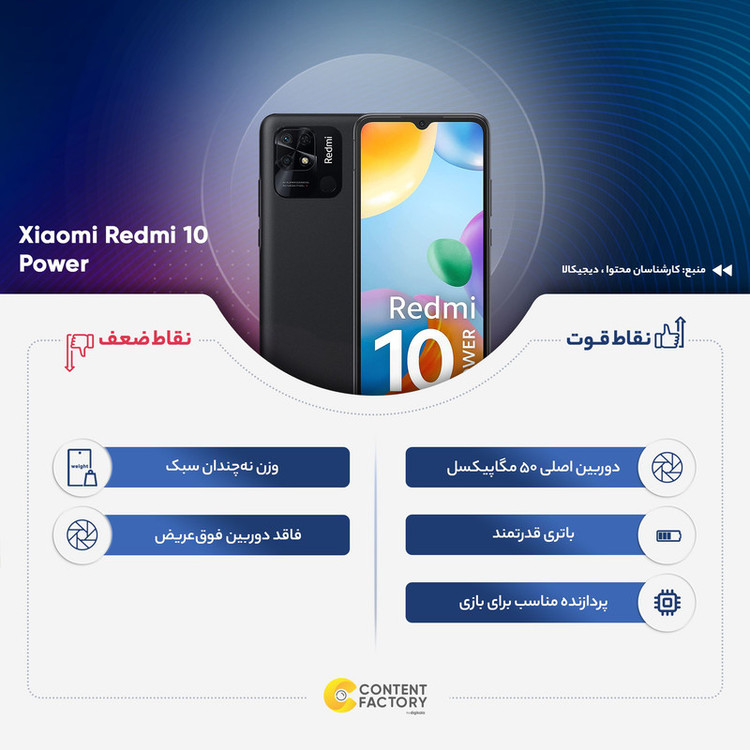 گوشی موبایل شیائومی مدل Redmi 10 Power دو سیم کارت ظرفیت 128 گیگابایت و رم 8 گیگابایت - هند