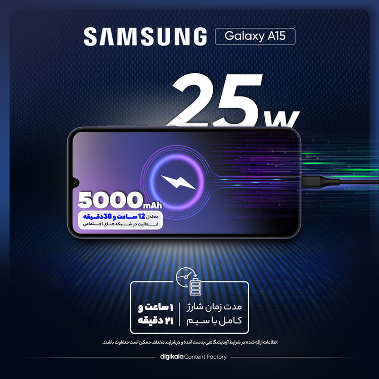 گوشی موبایل سامسونگ مدل Galaxy A15 دو سیم کارت ظرفیت 128 گیگابایت و رم 4 گیگابایت سامسونگ - ویتنام