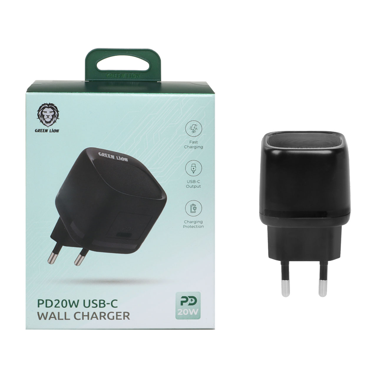 شارژر دیواری فست و PD تک پورت Green Lion مدل GNPD20EUWCBK 20W - مشکی