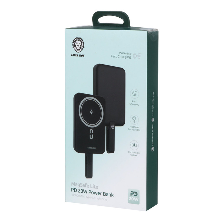 پاوربانک (PD و فست شارژ) Green Lion 20W 10000mAh Magsafe مدل GNMGLTPB10KBK