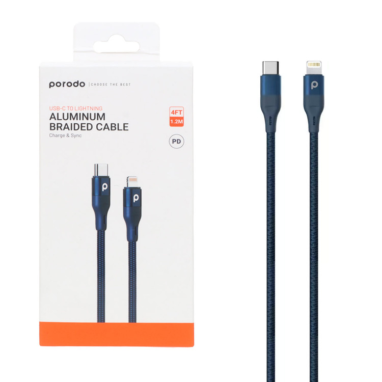 کابل شارژ PD و فست 1.2 متری Porodo Type-C to Lightning