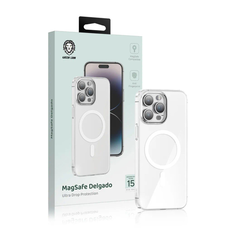 گارد آیفون برند گرین لاین شفاف Delgado Magsafe