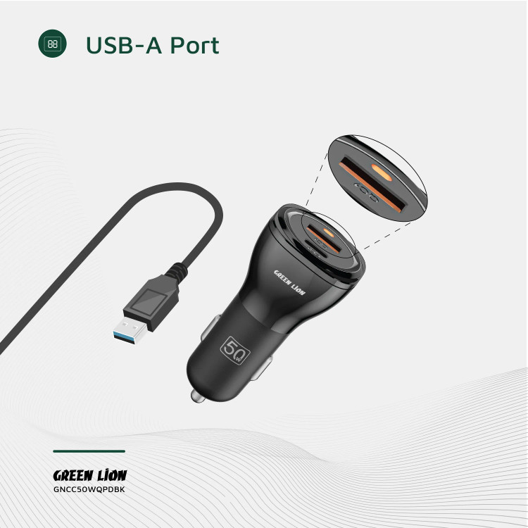 شارژر فندکی ۵۰ وات دو پورت گرین لاین Dual Port Car Charger 50W